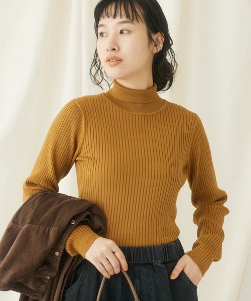 CRAFT STANDARD BOUTIQUE（クラフトスタンダードブティック）の「洗える　ウォッシャブルリブタートルニットプルオーバー（ニット/セーター・レディース・ボルドー/ライトグレー/マスタード/アイボリー/ブラック・FREE）」の4枚目の写真