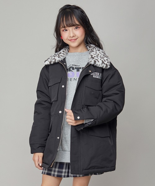 SISTER JENNI(SISTER JENNI)の「レオパードファー付きワークコート(その他アウター・キッズ・カーキ/ブラック・130cm/140cm/160cm/150cm)」の1枚目の写真
