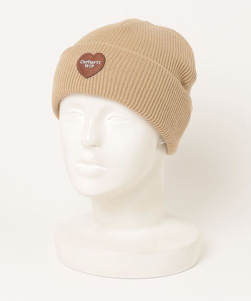 Carhartt WIP(カーハートダブリューアイピー)の「【Carhartt/カーハート】ワンポイント ハートパッチデザイン ビーニー/HEART PATCH BEANIE /ニット帽(ニットキャップ/ビーニー・レディース・ライトブラウン/オフホワイト/ブラック/ネイビー・FREE)」の5枚目の写真