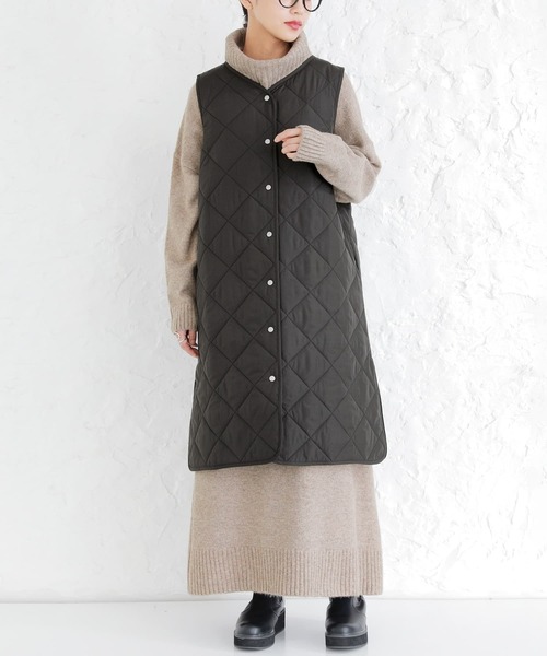 osharewalker（オシャレウォーカー）の「【廃盤】『キルティングロングベスト』（ベスト・レディース・ブラック/カーキ・1/2）」の3枚目の写真