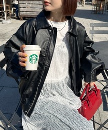 CLEA | ヴィンテージライクフェイクレザージャケット(ブルゾン)