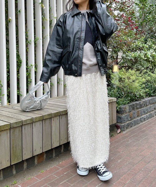 CLEA(クレア)の「ヴィンテージライクフェイクレザージャケット(ブルゾン・レディース・ブラック/ブラウン・M/L)」の22枚目の写真