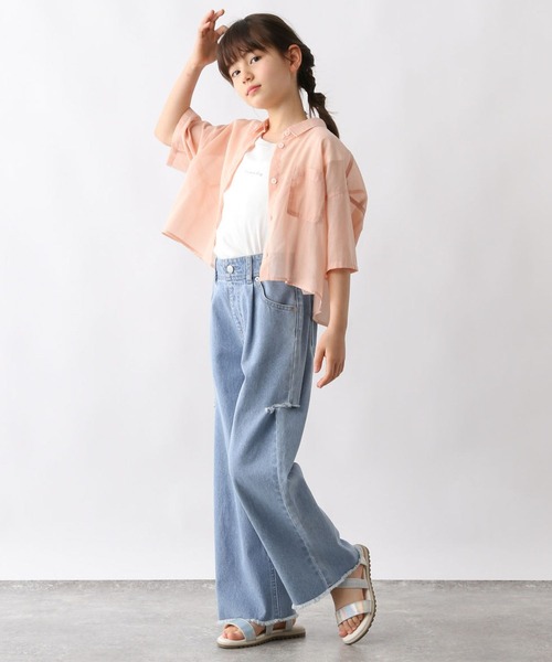 GLOBAL WORK（グローバルワーク）の「サス付きデニムワイドパンツ/976057（デニムパンツ・キッズ・ブルー系2/ブルー系/ブルー系1/ブラック・150cm/140cm/130cm/120cm/160cm/170cm）」の6枚目の写真