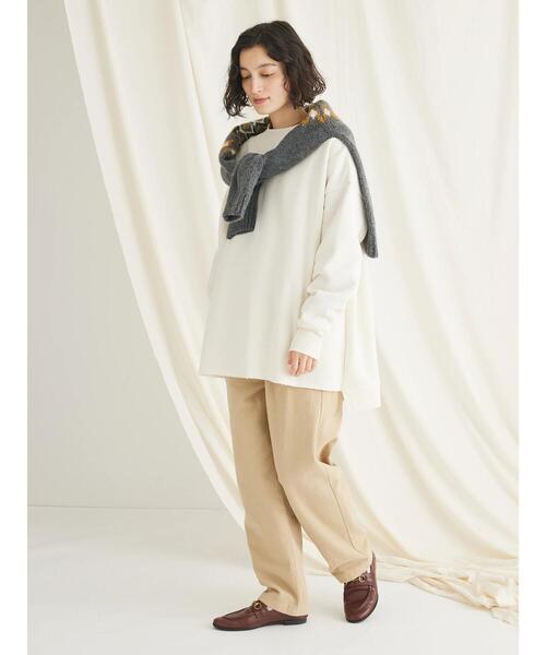 CRAFT STANDARD BOUTIQUE（クラフトスタンダードブティック）の「裏起毛クルーネックチュニック（チュニック・レディース・杢グレー/ブラック/サックスブルー/オートミール/アイボリー・FREE）」の8枚目の写真