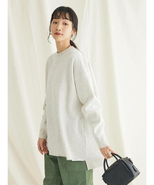 CRAFT STANDARD BOUTIQUE（クラフトスタンダードブティック）の「裏起毛クルーネックチュニック（チュニック・レディース・杢グレー/ブラック/サックスブルー/オートミール/アイボリー・FREE）」の10枚目の写真