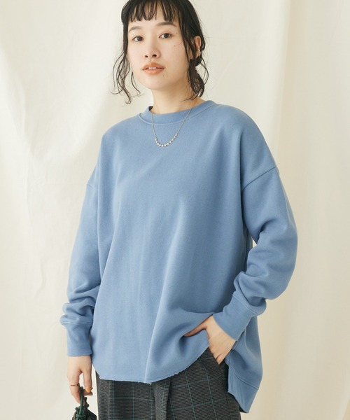 CRAFT STANDARD BOUTIQUE（クラフトスタンダードブティック）の「裏起毛クルーネックチュニック（チュニック・レディース・杢グレー/ブラック/サックスブルー/オートミール/アイボリー・FREE）」の5枚目の写真