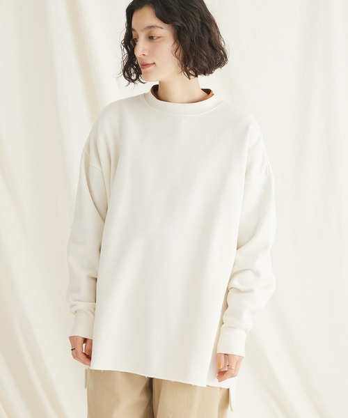 CRAFT STANDARD BOUTIQUE（クラフトスタンダードブティック）の「裏起毛クルーネックチュニック（チュニック・レディース・杢グレー/ブラック/サックスブルー/オートミール/アイボリー・FREE）」の2枚目の写真