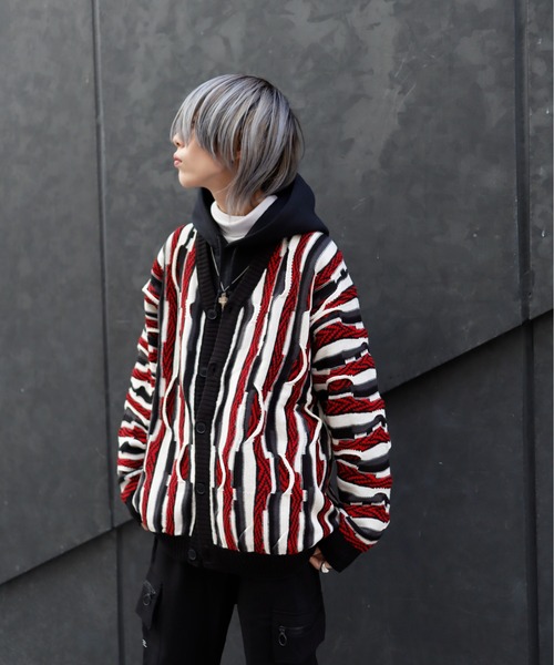 Bling Leads(ブリングリーズ)の「Z)【BLINGLEADS】723805 ランダムPTJQDカーディガン(カーディガン/ボレロ・メンズ・ターコイズブルー/ネイビー/レッド/ブルー・MEDIUM/LARGE)」の9枚目の写真