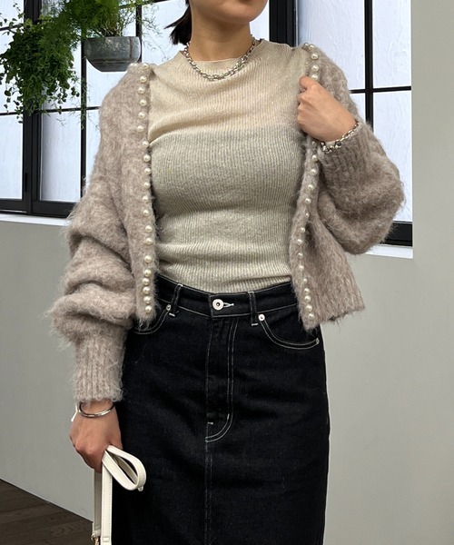 un dix cors（アンディコール）の「シアーラメハイネックニット（ニット/セーター・レディース・チャコールグレー/ベージュ・FREE）」の3枚目の写真