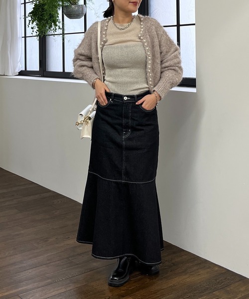 un dix cors（アンディコール）の「シアーラメハイネックニット（ニット/セーター・レディース・チャコールグレー/ベージュ・FREE）」の7枚目の写真
