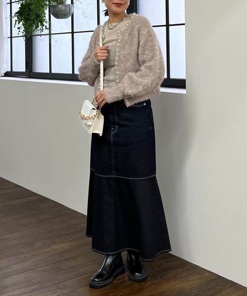 un dix cors（アンディコール）の「シアーラメハイネックニット（ニット/セーター・レディース・チャコールグレー/ベージュ・FREE）」の8枚目の写真
