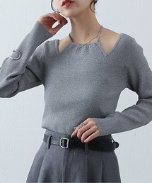 ホルターカットアウトリブニット