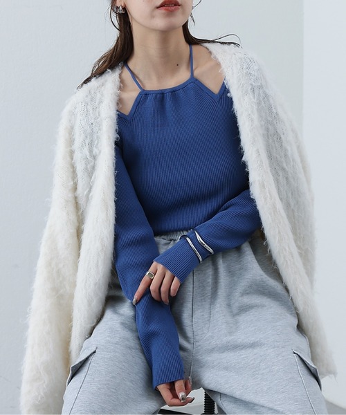 COLONY 2139（コロニートゥーワンスリーナイン）の「ホルターカットアウトリブニット（Tシャツ/カットソー・レディース・ブラック/ピンク/グレー/ブルー・FREE）」の3枚目の写真