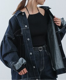 ホルターカットアウトリブニット
