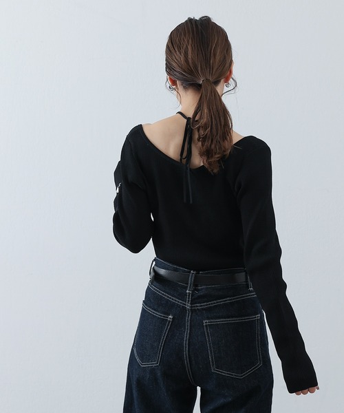 COLONY 2139（コロニートゥーワンスリーナイン）の「ホルターカットアウトリブニット（Tシャツ/カットソー・レディース・ブラック/ピンク/グレー/ブルー・FREE）」の6枚目の写真