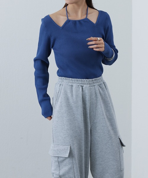 COLONY 2139（コロニートゥーワンスリーナイン）の「ホルターカットアウトリブニット（Tシャツ/カットソー・レディース・ブラック/ピンク/グレー/ブルー・FREE）」の21枚目の写真