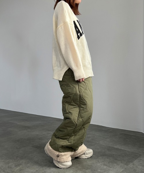 ISOOK（アイスー）の「【ISOOK / アイスー】キルティングカーゴパンツ / ボア 中綿パンツ キルティングパンツ ストレートパンツ ZOZOTOWN限定（カーゴパンツ・レディース・アイボリー/カーキ/ブラック・FREE）」の14枚目の写真