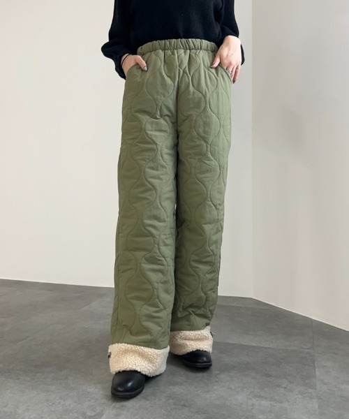 ISOOK（アイスー）の「【ISOOK / アイスー】キルティングカーゴパンツ / ボア 中綿パンツ キルティングパンツ ストレートパンツ ZOZOTOWN限定（カーゴパンツ・レディース・アイボリー/カーキ/ブラック・FREE）」の22枚目の写真