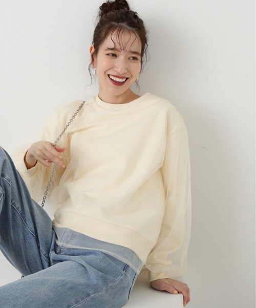 N.（N. Natural Beauty Basic）（エヌエヌナチュラルビューティーベーシック）の「チュールレイヤースウェット（スウェット・レディース・グレー/ホワイト・MEDIUM）」の20枚目の写真