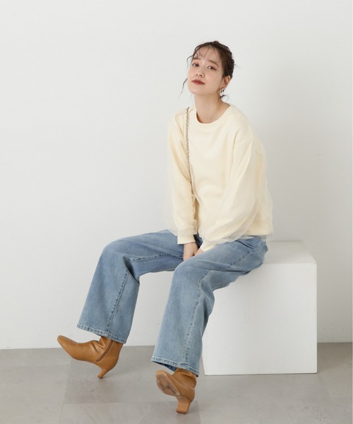 N.（N. Natural Beauty Basic）（エヌエヌナチュラルビューティーベーシック）の「チュールレイヤースウェット（スウェット・レディース・グレー/ホワイト・MEDIUM）」の5枚目の写真