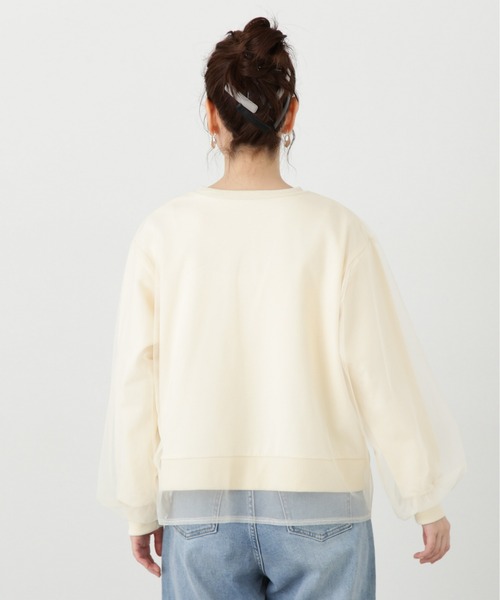 N.（N. Natural Beauty Basic）（エヌエヌナチュラルビューティーベーシック）の「チュールレイヤースウェット（スウェット・レディース・グレー/ホワイト・MEDIUM）」の10枚目の写真