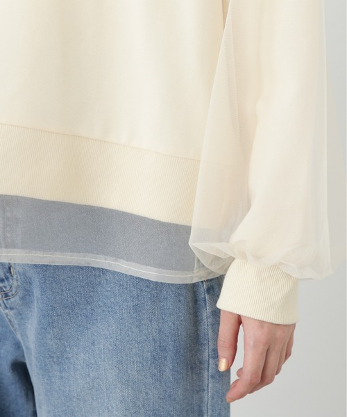 N.（N. Natural Beauty Basic）（エヌエヌナチュラルビューティーベーシック）の「チュールレイヤースウェット（スウェット・レディース・グレー/ホワイト・MEDIUM）」の12枚目の写真