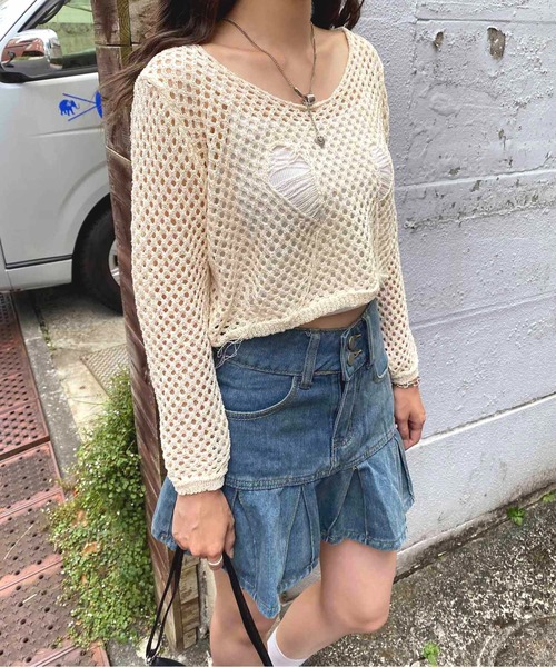 NANEA(ナネア)の「ダメージメッシュシアーニット七分袖(ニット/セーター・レディース・ナチュラル/アイボリー/ブラック/ベージュ・LARGE/SMALL/MEDIUM/フリー)」の21枚目の写真