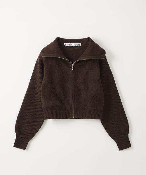 CITEN（シテン）の「＜CITEN＞レイヤード ジップ ニット（ニット/セーター・レディース・ダークブラウン/ホワイト/ダークグレー・FREE）」の3枚目の写真