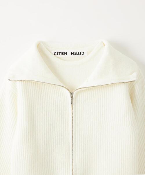 CITEN（シテン）の「＜CITEN＞レイヤード ジップ ニット（ニット/セーター・レディース・ダークブラウン/ホワイト/ダークグレー・FREE）」の5枚目の写真