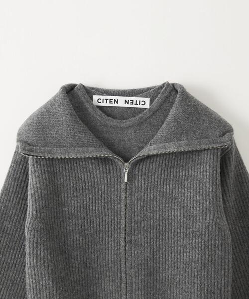 CITEN（シテン）の「＜CITEN＞レイヤード ジップ ニット（ニット/セーター・レディース・ダークブラウン/ホワイト/ダークグレー・FREE）」の13枚目の写真