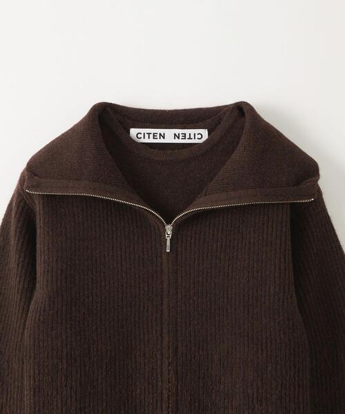 CITEN（シテン）の「＜CITEN＞レイヤード ジップ ニット（ニット/セーター・レディース・ダークブラウン/ホワイト/ダークグレー・FREE）」の16枚目の写真