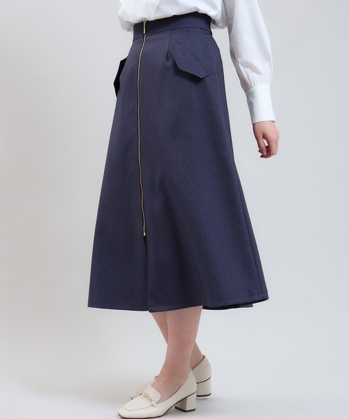 TRUDEA（トルディア）の「デニムフラップジップスカート（スカート・レディース・ブラック/ネイビー・LARGE/MEDIUM/SMALL）」の4枚目の写真