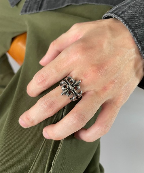 ヴィンテージライクマットシルバーリング/フルール・ド・リス（リング