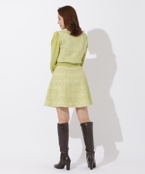 AND COUTURE（アンドクチュール）の「ジャガードニットミニスカート（スカート・レディース・ブラック/グリーン・MEDIUM）」の9枚目の写真