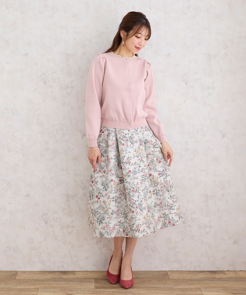 Rose Tiara(ローズティアラ)の「パワーショルダーニットカーディガン(ニット/セーター・レディース・ネイビー/オフホワイト/ピンク・46/38/42)」の9枚目の写真