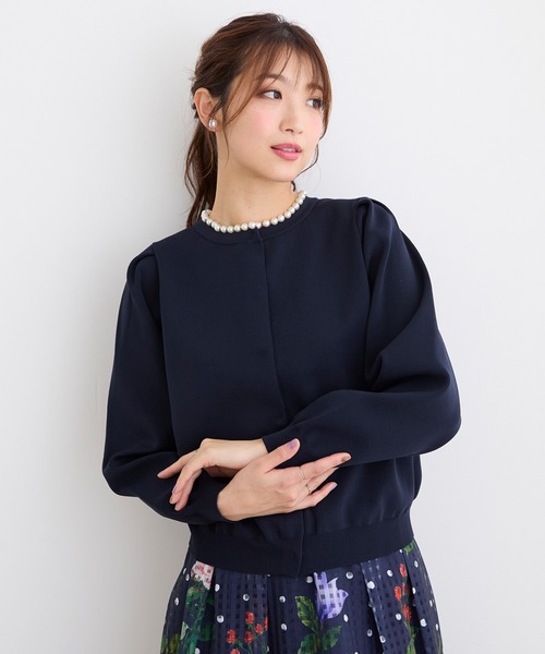Rose Tiara(ローズティアラ)の「パワーショルダーニットカーディガン(ニット/セーター・レディース・ネイビー/オフホワイト/ピンク・46/38/42)」の15枚目の写真