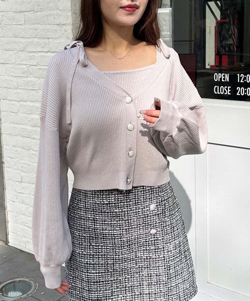 INGNI（イング）の「ニットボレロ＋肩リボンキャミアンサンブル（アンサンブル・レディース・ピンク/アイボリー/グレー系その他/ブラック・M）」の8枚目の写真