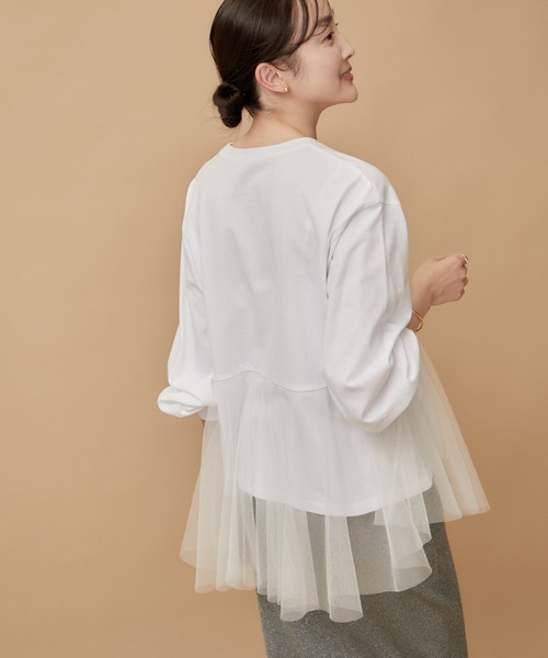 le cercle ADAM ET ROPE'(ルセルクルアダムエロペ)の「チュールコンビプルオーバー(Tシャツ/カットソー・レディース・ブラック/ホワイト・FREE)」の9枚目の写真