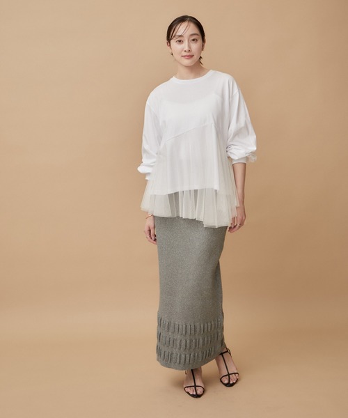 le cercle ADAM ET ROPE'(ルセルクルアダムエロペ)の「チュールコンビプルオーバー(Tシャツ/カットソー・レディース・ブラック/ホワイト・FREE)」の7枚目の写真