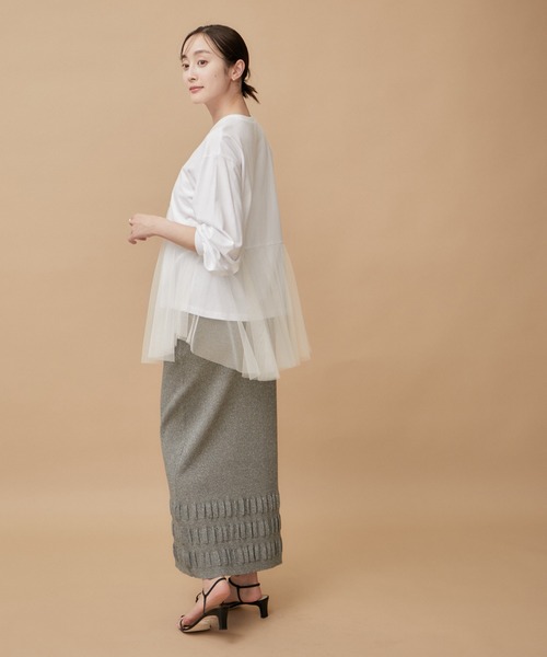 le cercle ADAM ET ROPE'(ルセルクルアダムエロペ)の「チュールコンビプルオーバー(Tシャツ/カットソー・レディース・ブラック/ホワイト・FREE)」の6枚目の写真