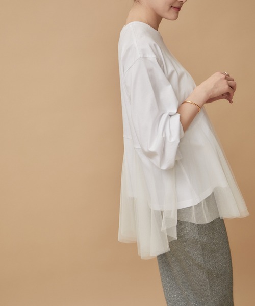 le cercle ADAM ET ROPE'(ルセルクルアダムエロペ)の「チュールコンビプルオーバー(Tシャツ/カットソー・レディース・ブラック/ホワイト・FREE)」の19枚目の写真
