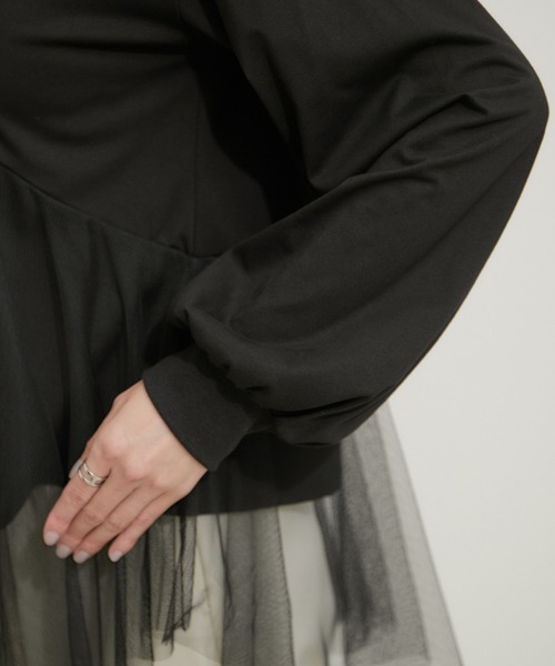 le cercle ADAM ET ROPE'(ルセルクルアダムエロペ)の「チュールコンビプルオーバー(Tシャツ/カットソー・レディース・ブラック/ホワイト・FREE)」の14枚目の写真