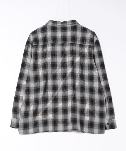 おしゃれスタ(オシャレスタ)の「ダメージ加工 ブリーチ加工 オンブレチェック レギュラーシャツ/ワークシャツ【IR】 オーバーサイズ メンズ レディース(シャツ/ブラウス・メンズ・ブラック/ネイビー/グリーン・M/L/XL)」の4枚目の写真