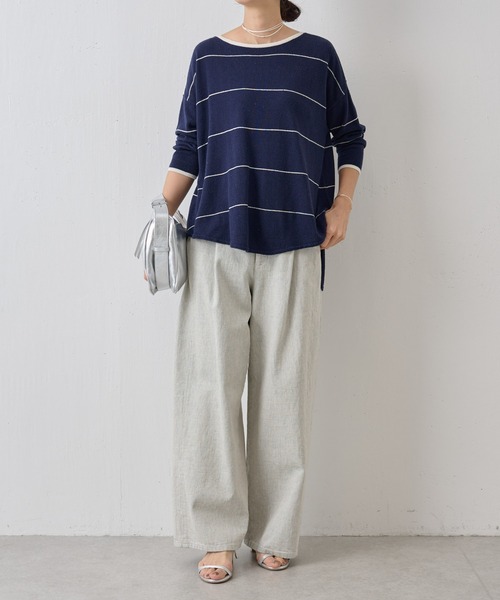 BEARDSLEY（ビアズリー）の「Reデニムタックバギーパンツ（チノパンツ・レディース・ブルー・FREE）」の6枚目の写真