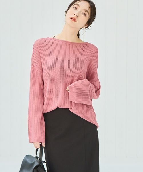 Andemiu(アンデミュウ)の「【ピンクZOZO限定カラー】メッシュニット113917(ニット/セーター・レディース・グリーン/ブラック/ブルー/オフホワイト/ピンク・FREE)」の5枚目の写真