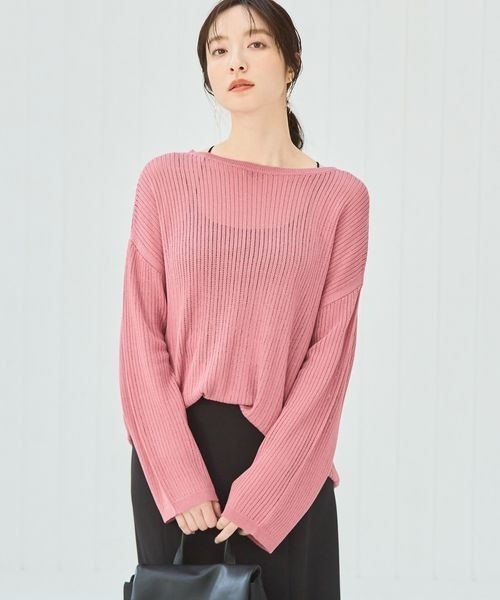 Andemiu(アンデミュウ)の「【ピンクZOZO限定カラー】メッシュニット113917(ニット/セーター・レディース・グリーン/ブラック/ブルー/オフホワイト/ピンク・FREE)」の8枚目の写真
