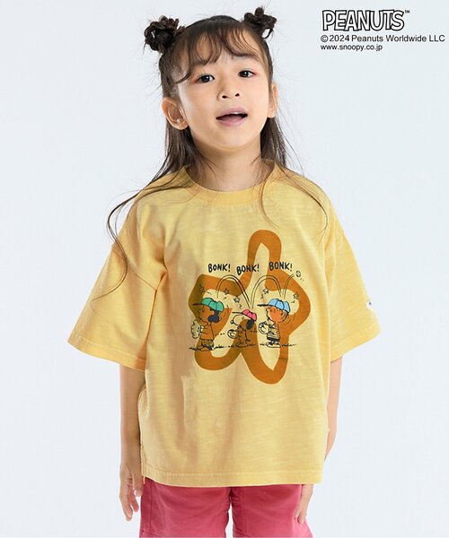 PEANUTS（ピーナッツ）の「PEANUTSコラボ　ガーメントダイTシャツ（Tシャツ/カットソー・キッズ・グリーン/チャコール/キナリ/パープル/イエロー・80/90/95/100/110/120/130/140/150）」の5枚目の写真
