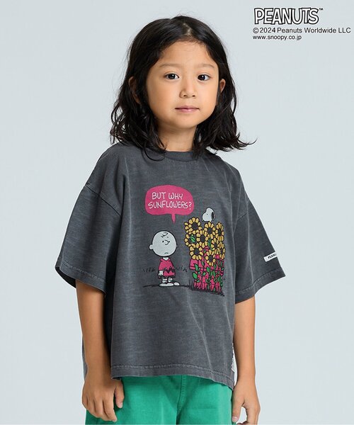 PEANUTS（ピーナッツ）の「PEANUTSコラボ　ガーメントダイTシャツ（Tシャツ/カットソー・キッズ・グリーン/チャコール/キナリ/パープル/イエロー・80/90/95/100/110/120/130/140/150）」の3枚目の写真