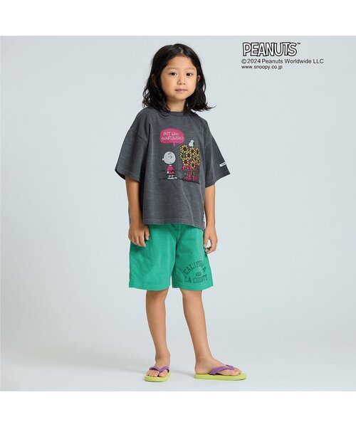 PEANUTS（ピーナッツ）の「PEANUTSコラボ　ガーメントダイTシャツ（Tシャツ/カットソー・キッズ・グリーン/チャコール/キナリ/パープル/イエロー・80/90/95/100/110/120/130/140/150）」の6枚目の写真