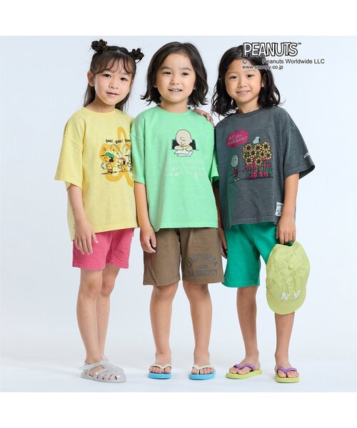 PEANUTS（ピーナッツ）の「PEANUTSコラボ　ガーメントダイTシャツ（Tシャツ/カットソー・キッズ・グリーン/チャコール/キナリ/パープル/イエロー・80/90/95/100/110/120/130/140/150）」の8枚目の写真